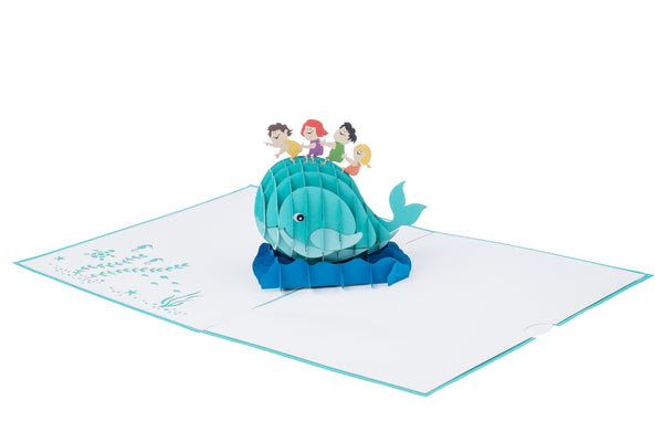 Whale and Children Pop Up Card